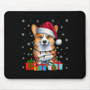 Corgi Dog Ugly Xmas Lights Santa Hat Corgi Dog Chr Mouse Pad