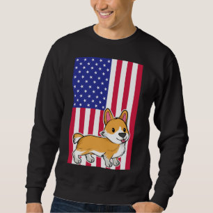 Corgi Dog Usa Flag Sweatshirt