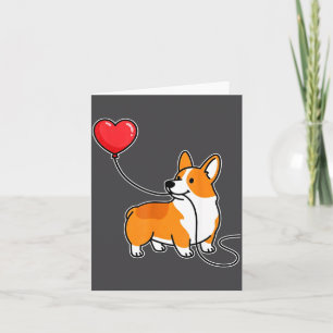 Corgi Dog Valentine Heart Balloon Matching Couple Thank You Card