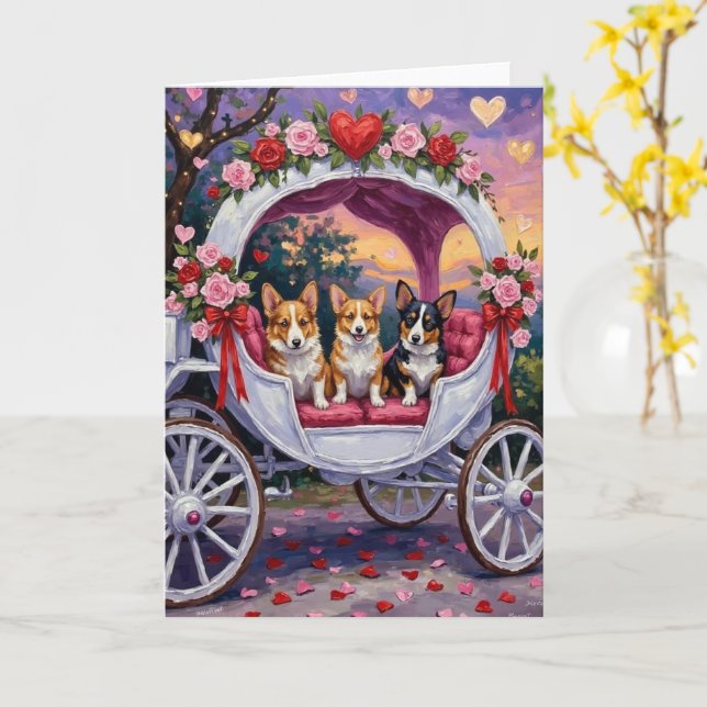 Corgi Dog Valentine's Day  Card (Yellow Flower)