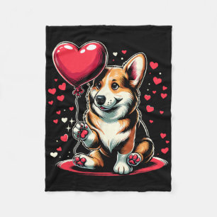 Corgi Dog Valentine's Day Dog Owner Valentine  Fleece Blanket