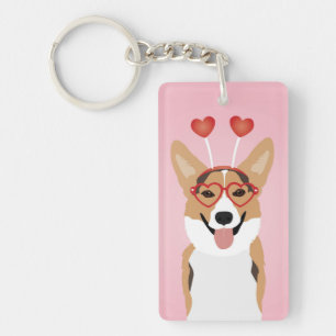 Corgi Dog Valentines Day Key Ring