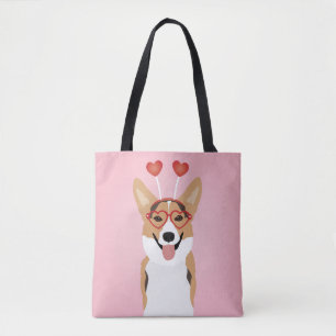 Corgi Dog Valentines Day Tote Bag