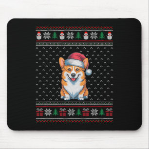 Corgi Dog Wearing Santa Hat Ugly Xmas Dog Lovers 1 Mouse Pad