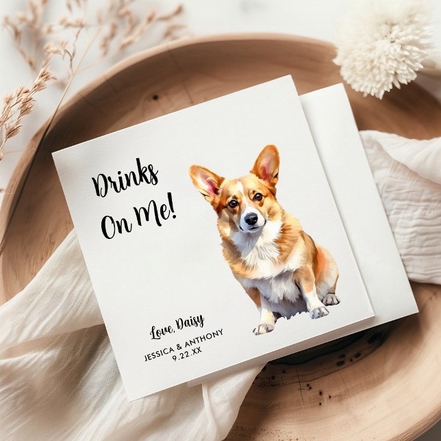 Corgi Dog Wedding  Napkin (Creator Uploaded)