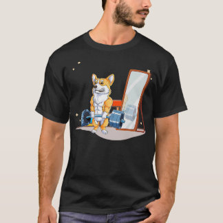 Corgi Dog Weightlifting Deadlift Men Fitness Gym-4 T-Shirt
