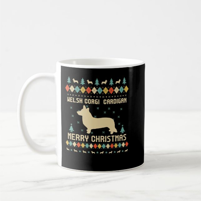 Corgi Dog Welsh Corgi (Cardigan) Ugly Christmas Sw Coffee Mug (Left)