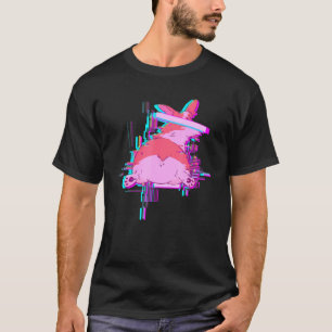 Corgi Dog with Censored Eyes Glitch Vaporwave T-Shirt
