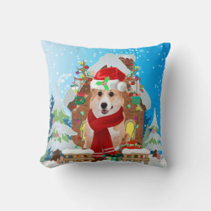Corgi dog with Christmas gifts Cushion