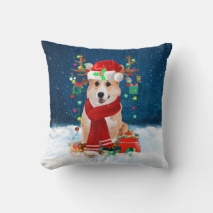 Corgi dog with Christmas gifts Cushion