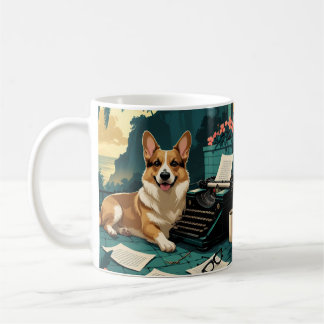 Corgi Dog with glossy fur and a gentleman vintage  Coffee Mug