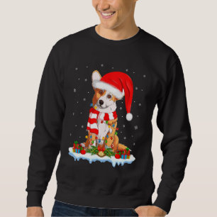 Corgi Dog Xmas Lighting Santa Hat Corgi Christmas Sweatshirt