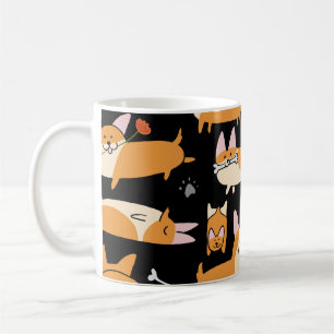 Corgi Dogs, Cute Seamless Background. Coffee Mug
