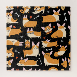 Corgi Dogs, Cute Seamless Background. Jigsaw Puzzle
