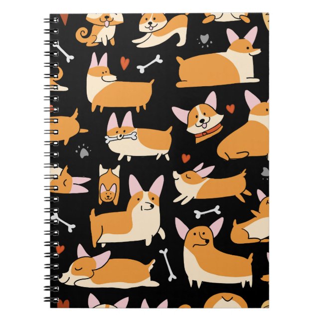 Corgi Dogs, Cute Seamless Background. Notebook (Front)
