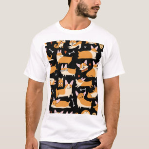Corgi Dogs, Cute Seamless Background. T-Shirt