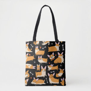 Corgi Dogs, Cute Seamless Background. Tote Bag