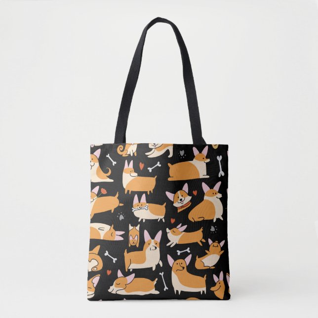Corgi Dogs, Cute Seamless Background. Tote Bag (Front)