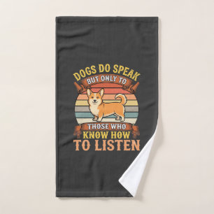 Corgi Dogs Do Speak Vintage Quote Hand Towel