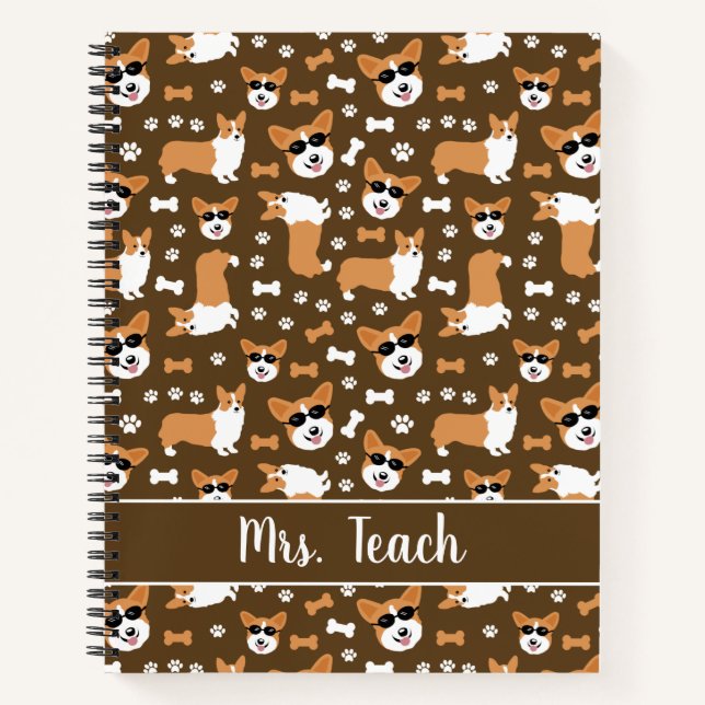 Corgi Dogs Funny Cute Personalised Notebook (Front)