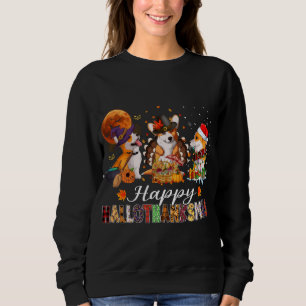 Corgi Dogs Halloween Thanksgiving Christmas Hallot Sweatshirt
