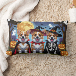 Corgi Dogs Pumpkin Halloween Funny Lumbar Cushion