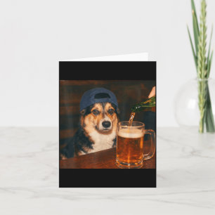 Corgi Drinking Beer Shirt Funny Fathers Day Dog Card