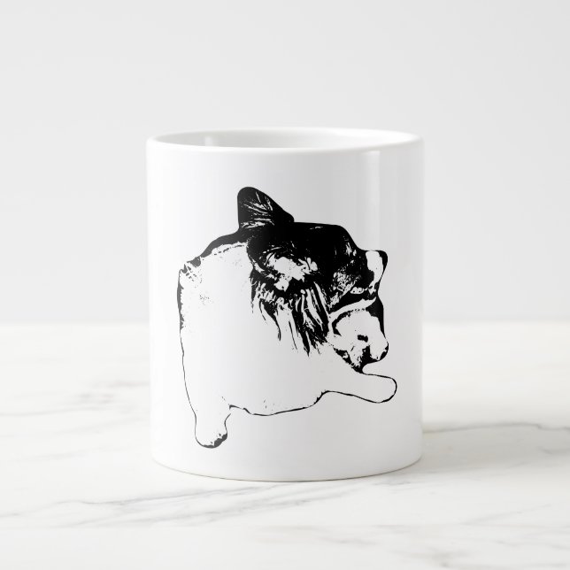 Corgi Ease in Clean Ink Large Coffee Mug (Front)