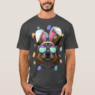Corgi Easter Bunny Ears Dog Funny Easter Eggs Hunt T-Shirt