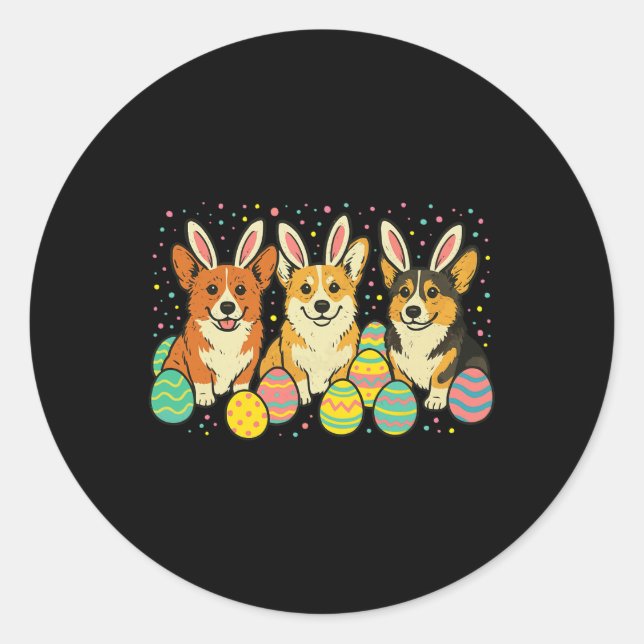 Corgi Easter  Classic Round Sticker (Front)