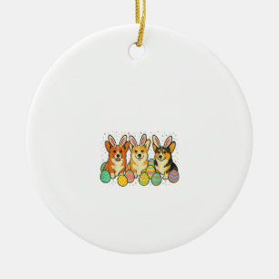 Corgi Easter T-Shirt_1 Ceramic Ornament