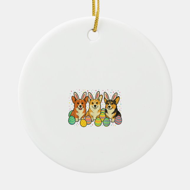 Corgi Easter T-Shirt_1 Ceramic Ornament (Front)