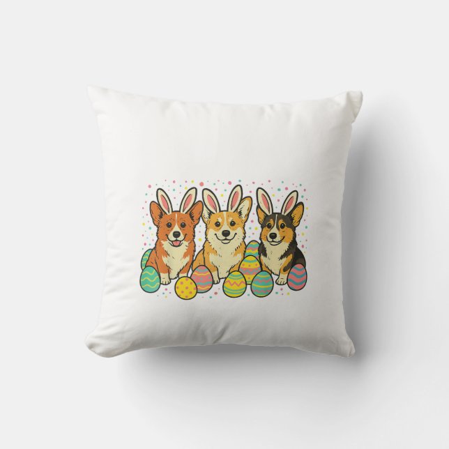 Corgi Easter T-Shirt_1 Cushion (Front)