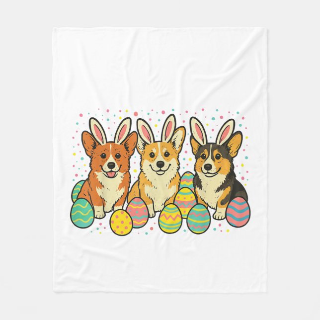 Corgi Easter T-Shirt_1 Fleece Blanket (Front)