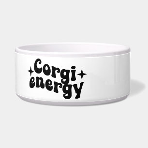Corgi Energy Ceramic Dog Bowl 
