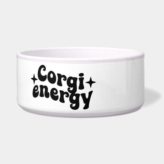 Corgi Energy Ceramic Dog Bowl  (Left)