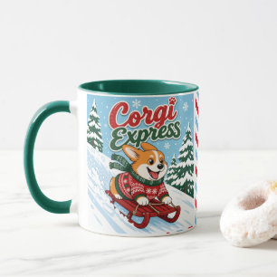 Corgi Express Sledding Dog Lover Winter Holiday Mug