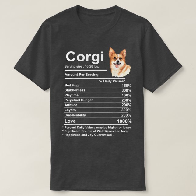 Corgi Facts Nutrition Funny Cardigan Pembroke Mama T-Shirt (Design Front)