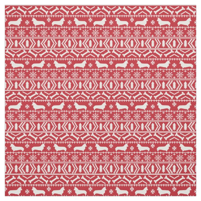 Corgi Fair Isle Fabric - cute corgi dog design (Swatch)