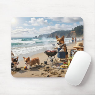 Corgi Family at the Beach Mouse Pad