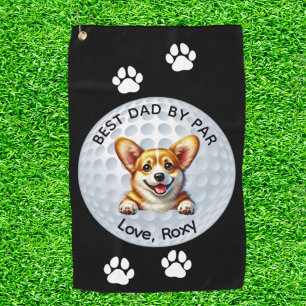 Corgi Father’s Day Black White Golf Towel