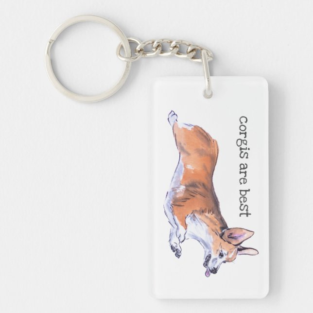 Corgi flight sumie painting key ring (Front)