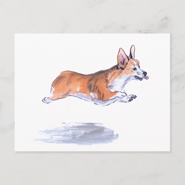 Corgi flight sumie painting postcard (Front)