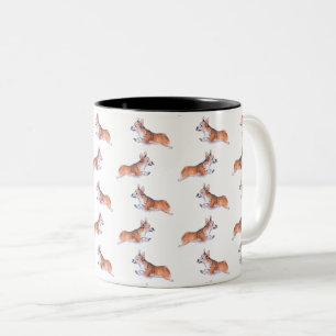 Corgi flight sumie pattern Two-Tone coffee mug