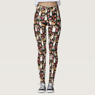 Corgi Floral leggings - black