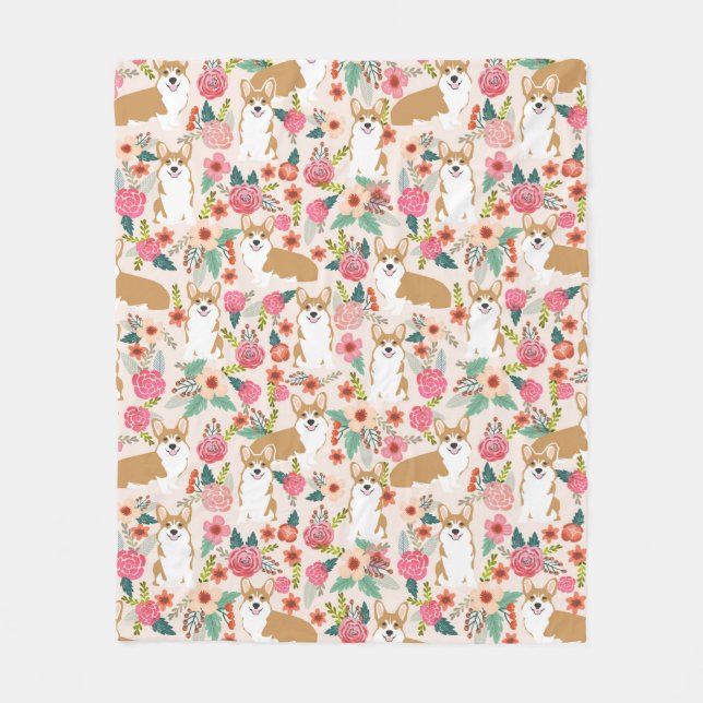 Corgi Florals blanket - cute corgi gift (Front)