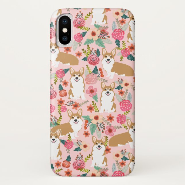 Corgi Florals iPhone case - pink (Back)