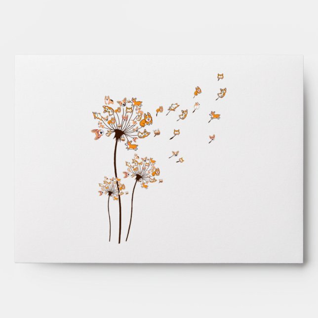 Corgi Flower Fly Dandelion Cute Dog Lover Envelope (Front)