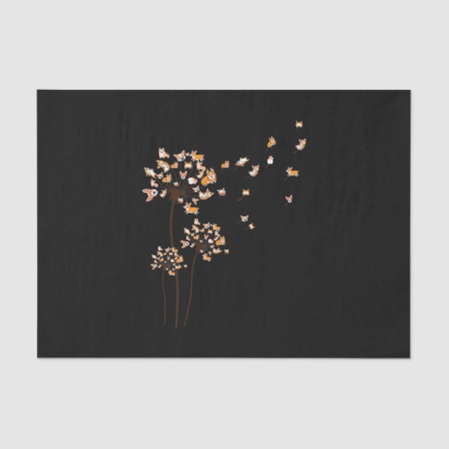 Corgi Flower Fly Dandelion Cute Dog Lover Tissue Paper (Front)