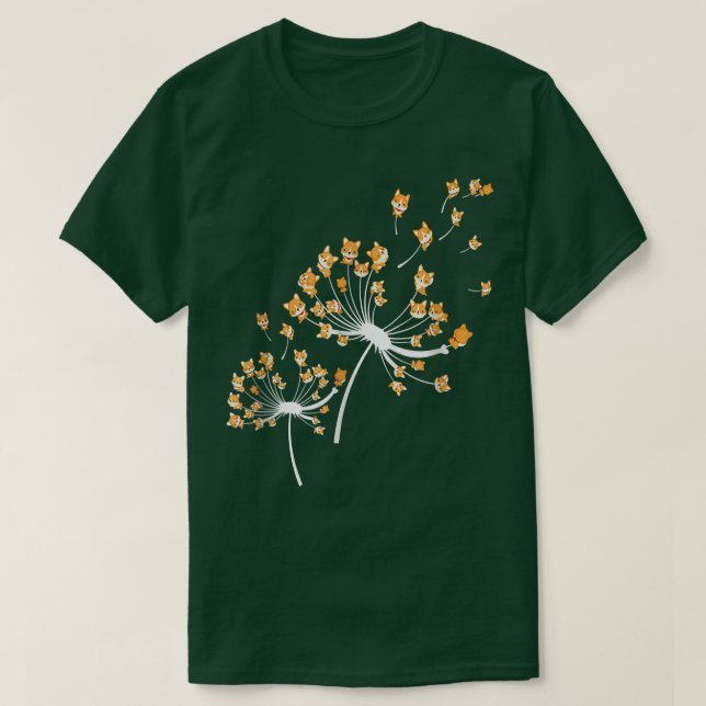 Corgi Flower Fly Dandelion  T-Shirt (Design Front)